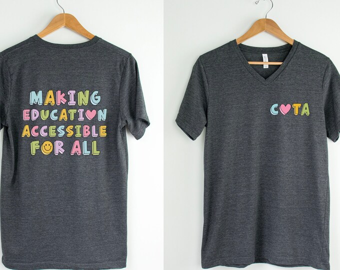 COTA Shirt Front and Back School Based Certified Occupational Therapy Assistant Tee Pediatric