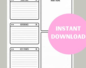 Sermon Notes Template Printable, Colourful Sermon Notes Journal, Cute Church Notes Sermon Notebook, Notes for Church, Message Notes