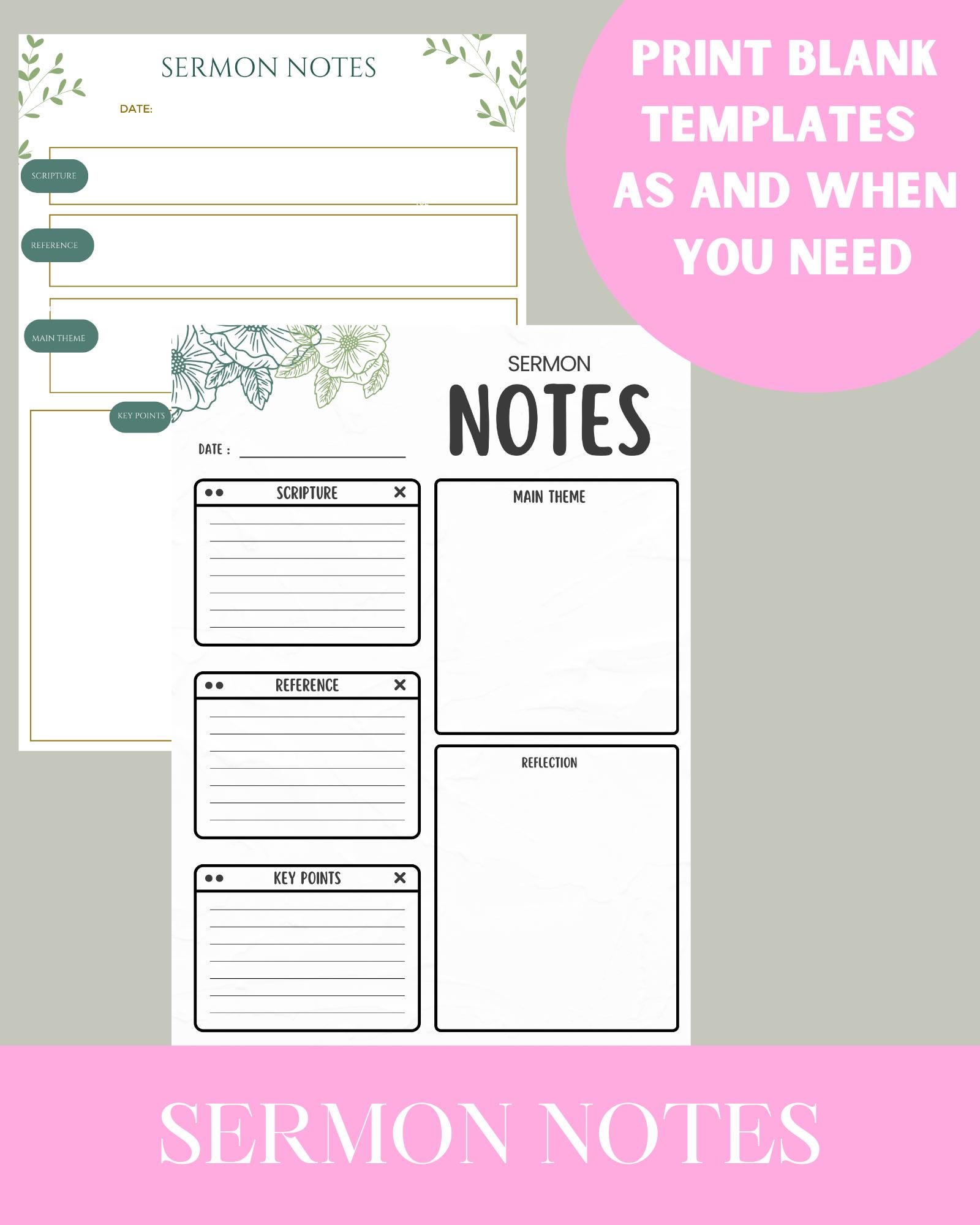 Sermon Notes Template Printable, Colourful Sermon Notes Journal, Cute ...