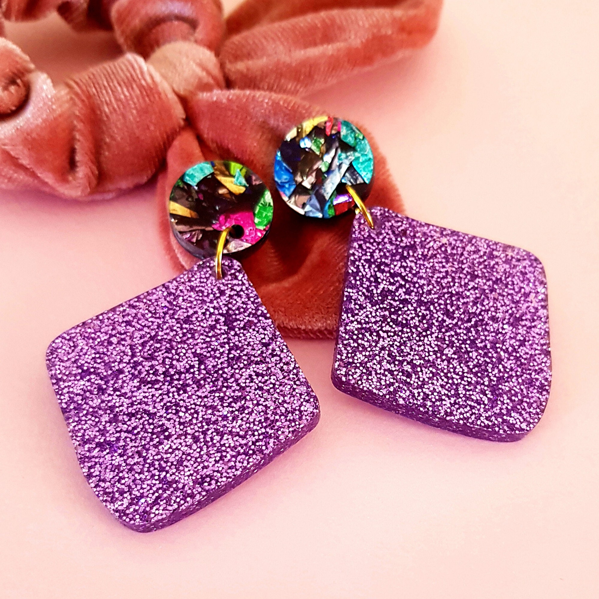 Acrylic Earrings Drop Earrings Handmade Earrings Statement Etsy