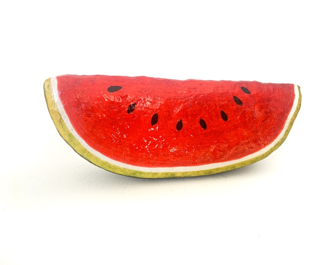 Vintage Paper Mache Watermelon Slice / Watermelon Decor / Faux Fruit