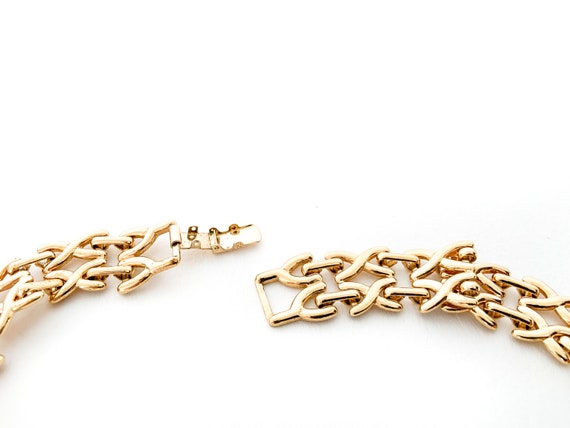 vintage MONET(?) gold tone X chain link necklace … - image 6