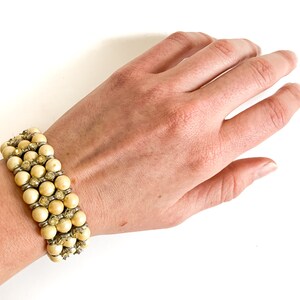 antique art deco beaded and rhinestone bracelet / 3 strand bead bracelet / formal bracelet / 1930s bracelet / 40s bracelet / formal bracelet