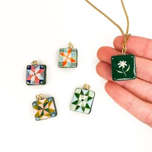 Hand Painted Charms - Star Quilt Charms, Handmade Charm Pendants image 7