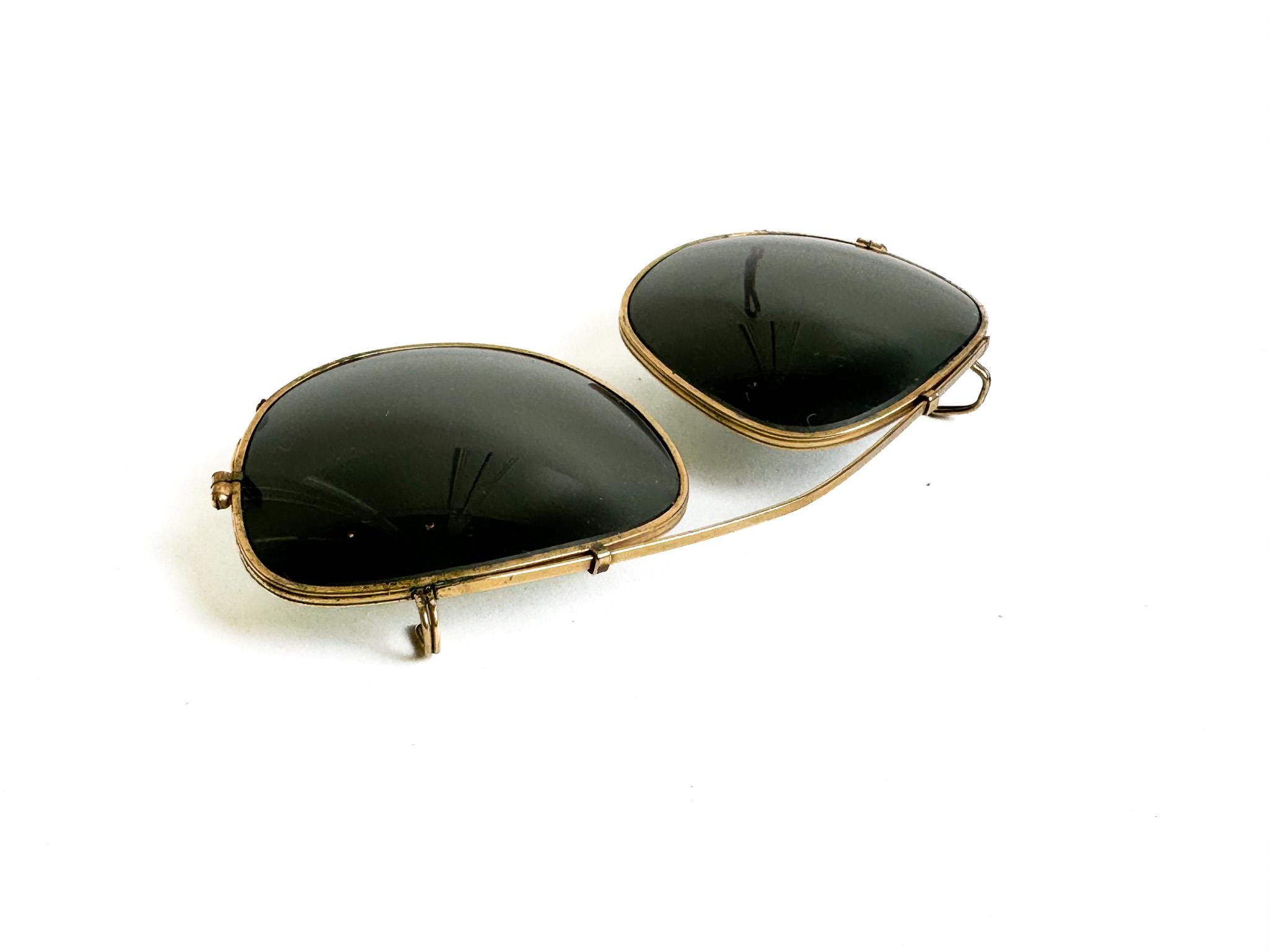 2 RayBan Clip On Gold Tone Frame Bausch & Lomb Club W/ Case 1980s 1990s Vintage Vintage Ray-ban Snap on Sunglasses – Bausch & Lomb Gold  main image 2