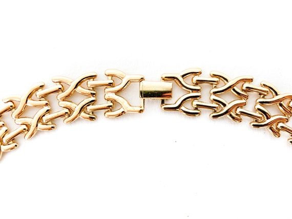 vintage MONET(?) gold tone X chain link necklace … - image 5