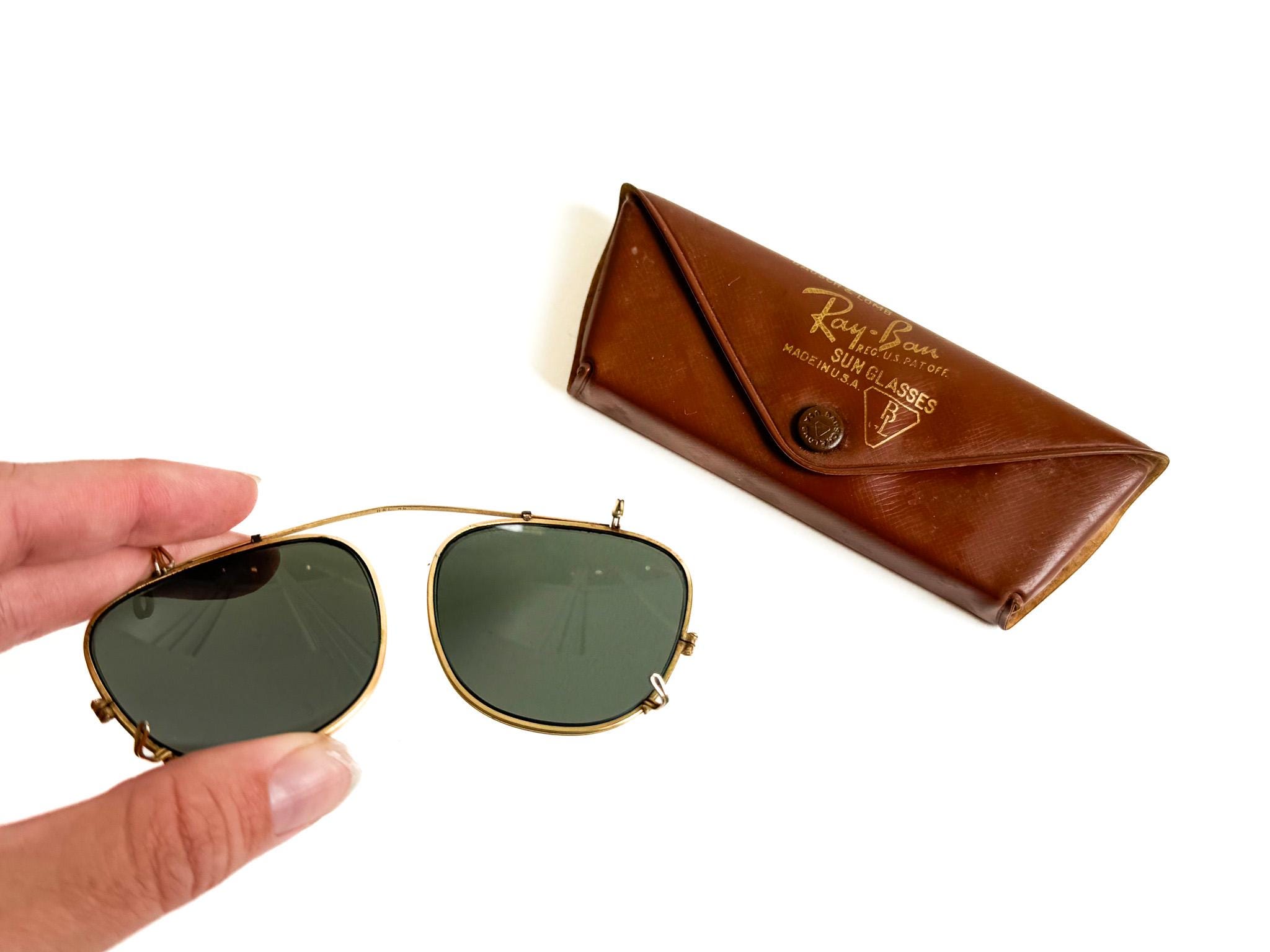Vintage Ray-ban Snap on Sunglasses – Bausch & Lomb Gold Frame, USA