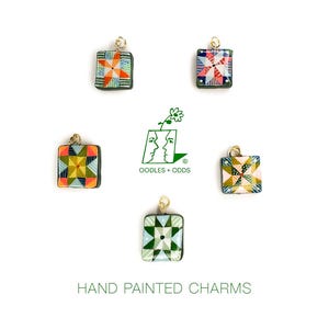 Hand Painted Charms - Star Quilt Charms, Handmade Charm Pendants image 1