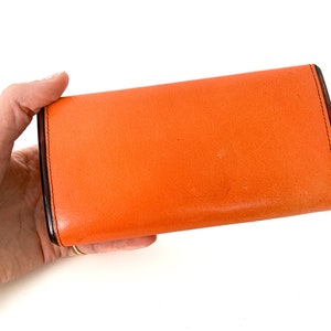 MIRA DENTRO: bolso de mano vintage italiano de cuero naranja y lucita de carey / bolso de mano de lucita / monedero naranja / bolso de mano con compartimentos