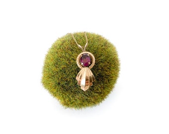 vintage 14k gold filled pendant necklace / amethyst necklace / 14k GF / midcentury necklace / art deco necklace / vintage pendant