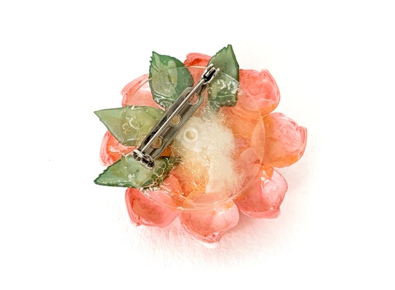 1950s pink rose brooch made of seashells / seashe… - image 6