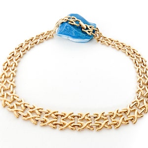 vintage MONET(?) gold tone X chain link necklace / 90s gold tone chain necklace / vintage gold tone statement necklace / gold tone chain