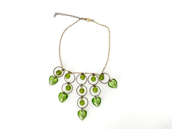 unique glass green heart bib necklace / y2k neckl… - image 6