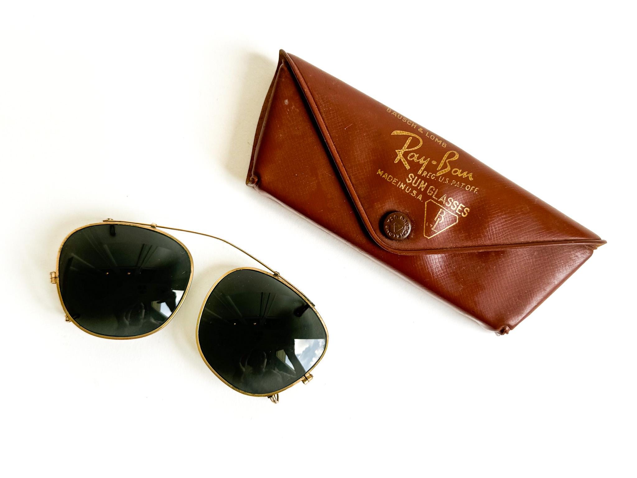Vintage Ray-ban Snap on Sunglasses – Bausch & Lomb Gold Frame, USA