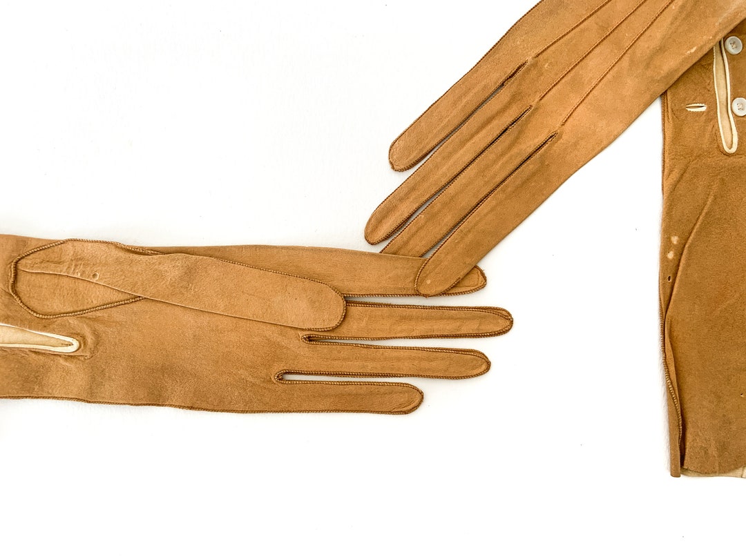 0400~Leather Gloves with Suede Details