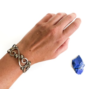 vintage sterling silver swirl cuff bracelet - made in Mexico / vintage sterling cuff / swirl bracelet / decorative silver cuff
