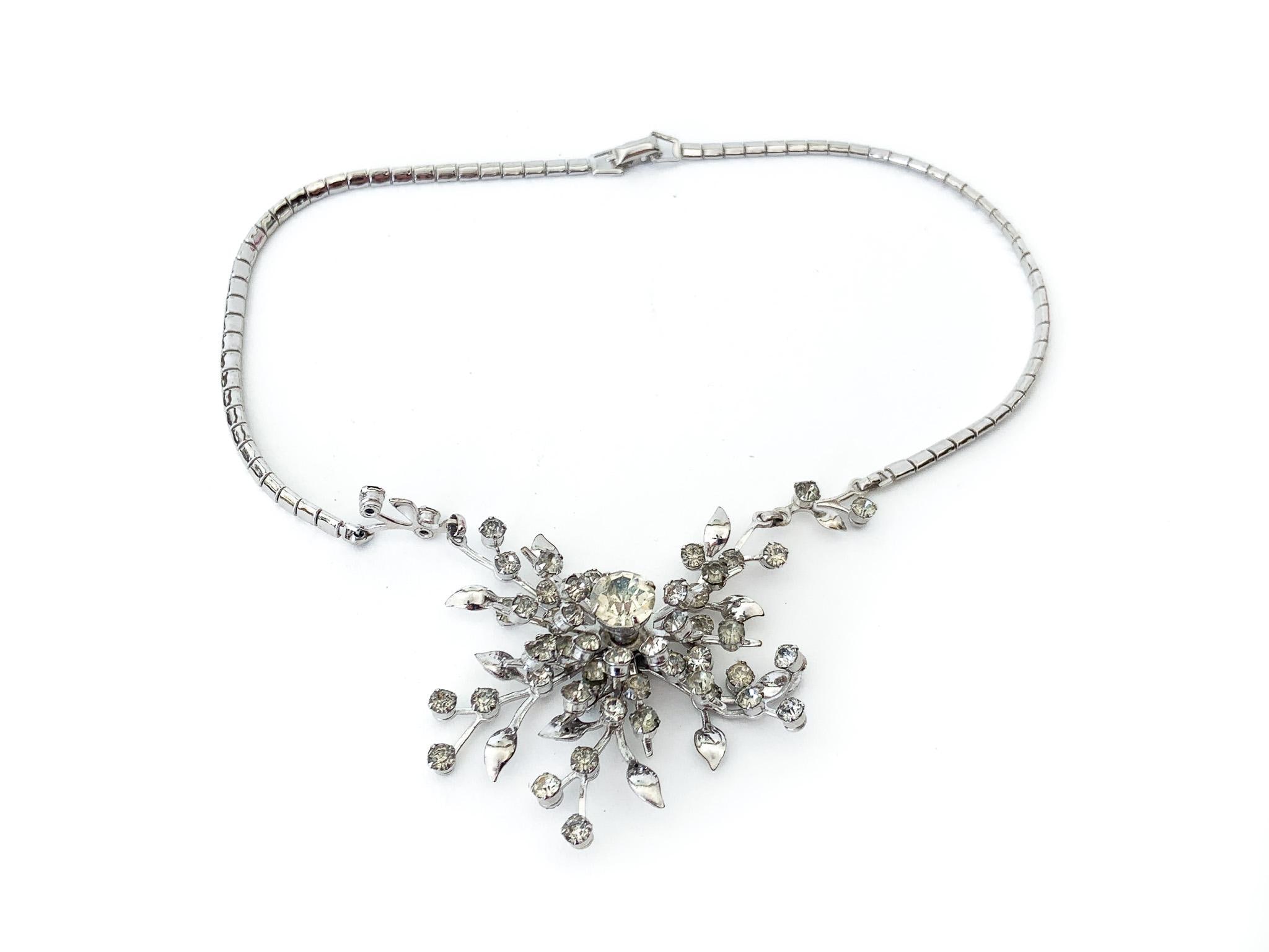 Vintage Coro Rhinestone Starburst Necklace
