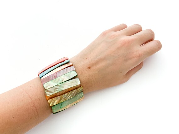 vintage abalone shell stretch bracelets / mermaid… - image 8