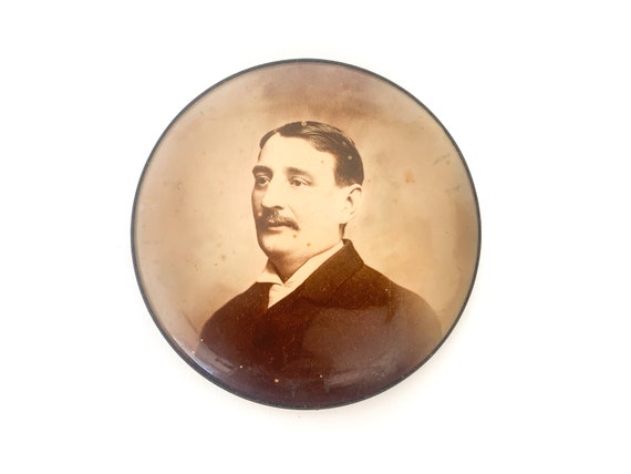 Antique 6 Circular Celluloid Photo Portrait of a Man / Antique