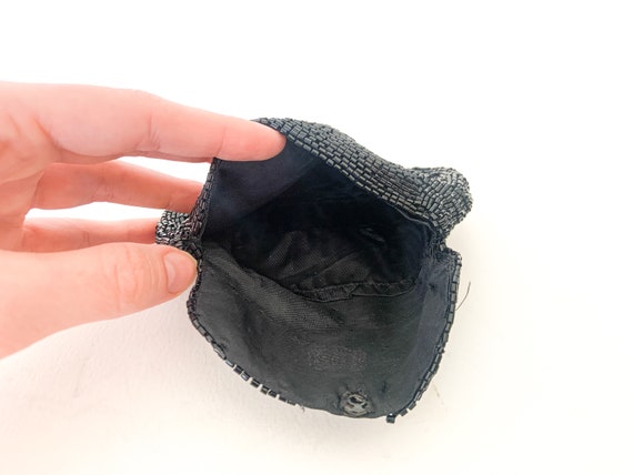 vintage small black beaded clutch purse / full be… - image 5