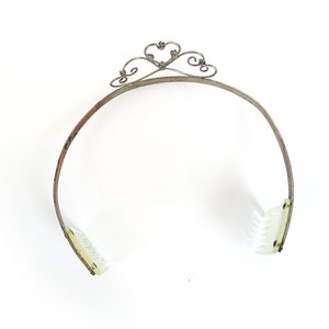 vintage simple rhinestone metal heart swirl princess tiara image 4