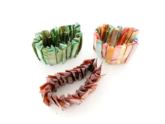 vintage abalone shell stretch bracelets / mermaid… - image 3