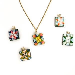 Hand Painted Charms - Star Quilt Charms, Handmade Charm Pendants image 6