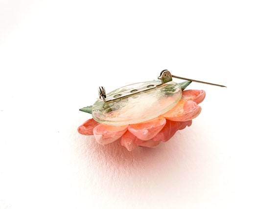 1950s pink rose brooch made of seashells / seashe… - image 7