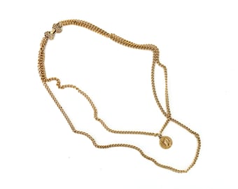 Vintage Gold Tone Double Strand Necklace with 1950 Canadian Coin