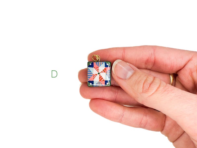 Hand Painted Charms - Star Quilt Charms, Handmade Charm Pendants D.