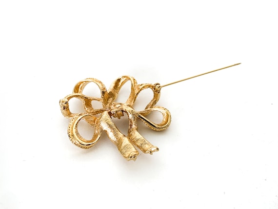 vintage gold tone bow brooch / gold bow brooch / … - image 6