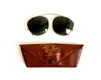 Vintage Ray-Ban Snap On Sunglasses – Bausch & Lomb Gold Frame, USA Made