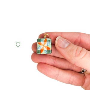 Hand Painted Charms - Star Quilt Charms, Handmade Charm Pendants C.