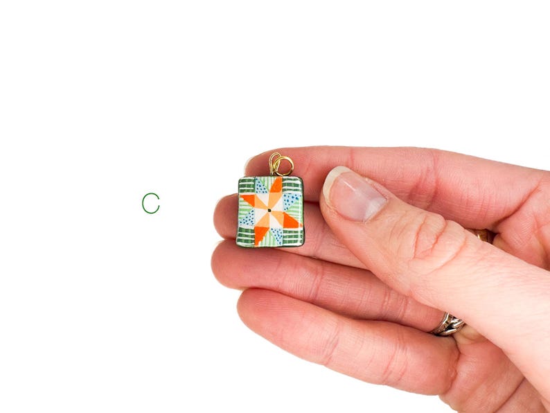 Hand Painted Charms - Star Quilt Charms, Handmade Charm Pendants C.