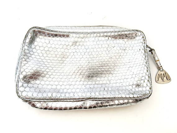Vintage Morris Moskowitz Silver Genuine Reptile Leather Zipper Pouch Reptile Bag Silver Bag Metallic Bag Zipper Bag Toiletry Case Etsy Canada