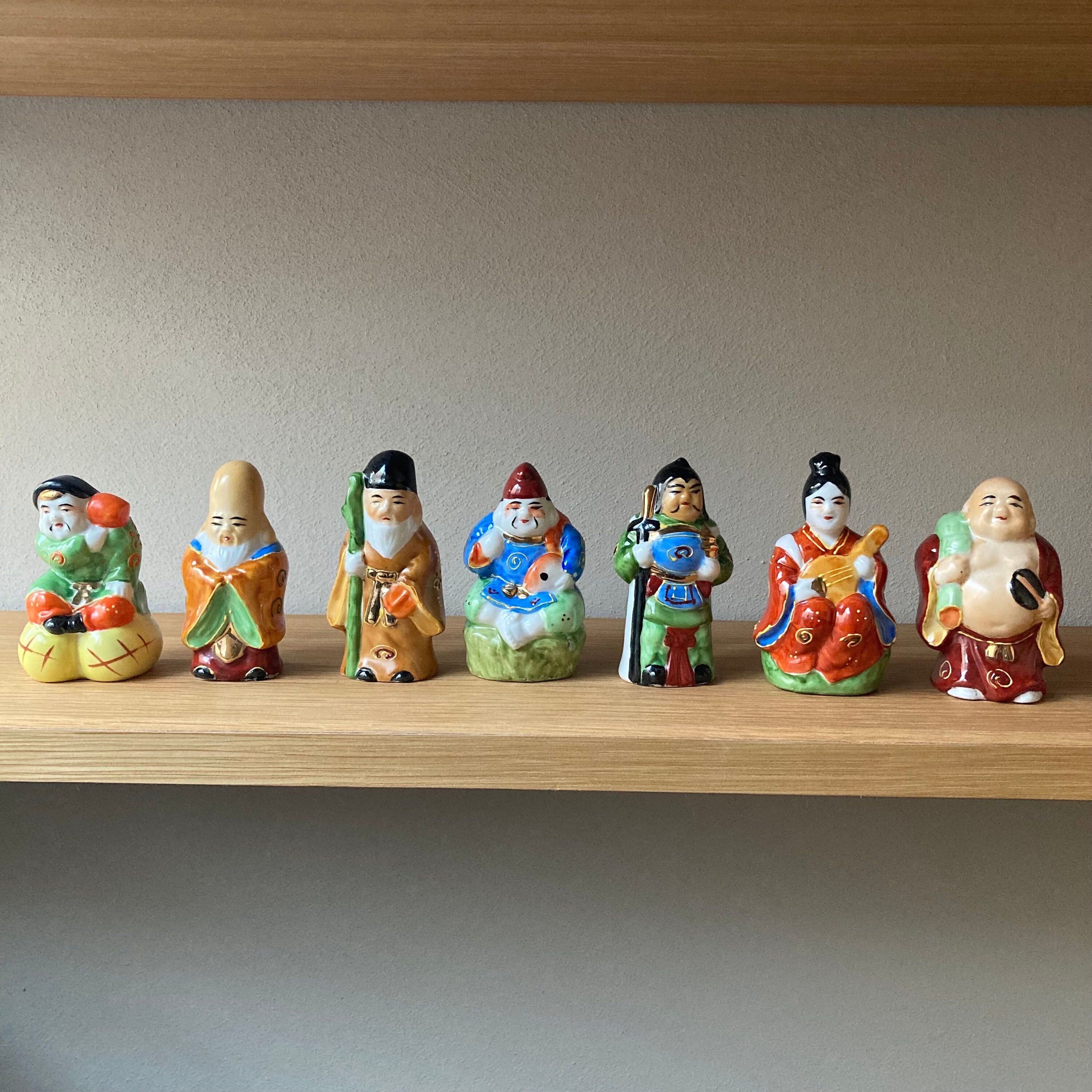 Seven Lucky Gods 七福神 雅俊 骨董 置物 Figurine Japanese Porcelain Group of 7 Lucky Gods - Zentner Collection