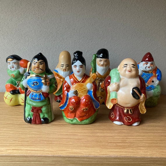 Seven Lucky Gods 七福神 雅俊 骨董 置物 Figurine Japanese Seven Lucky Gods ( Small Size ), Shichifukujin, Made in