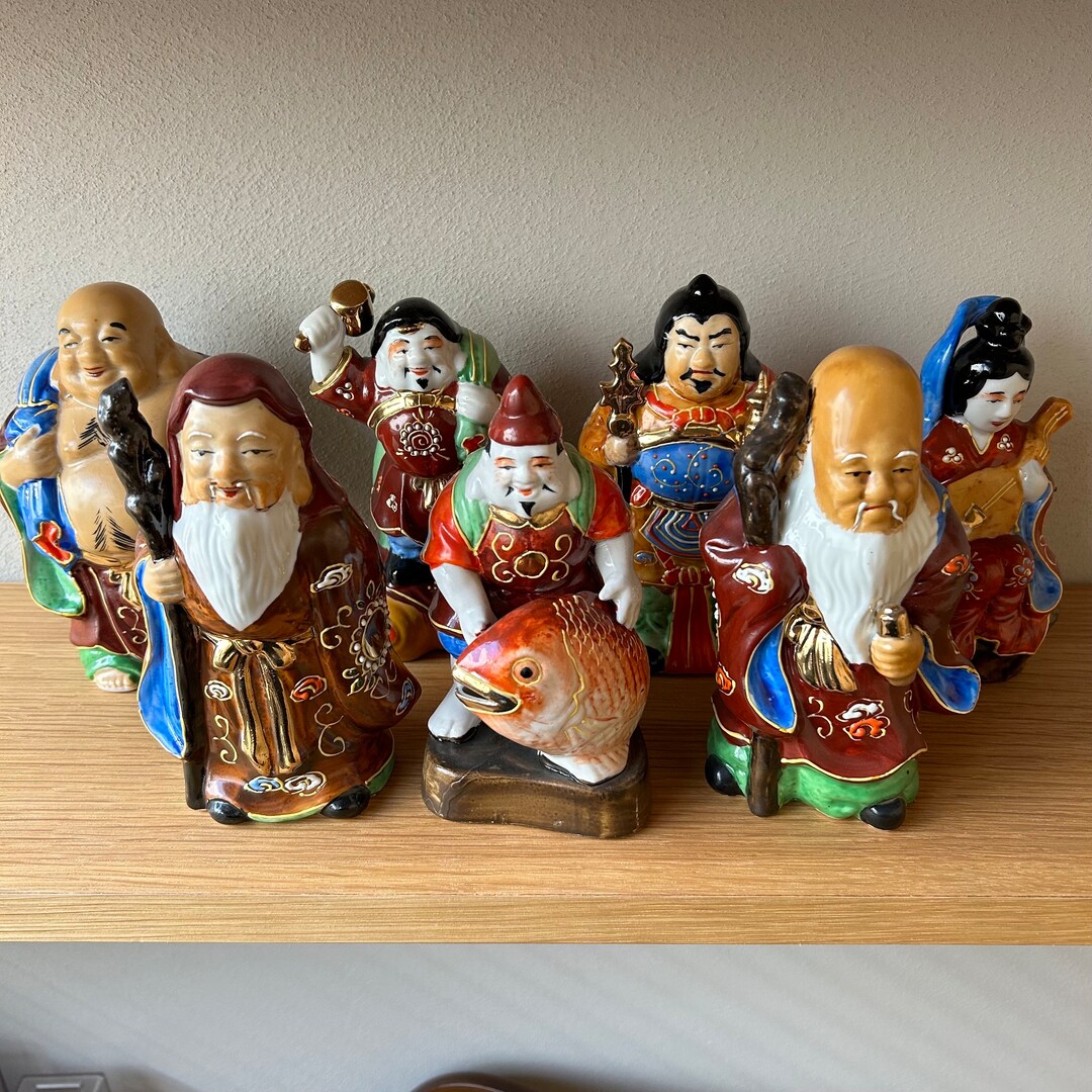 Seven Lucky Gods 七福神 雅俊 骨董 置物 Figurine Japanese Seven Lucky Gods ( Large Size ), Shichifukujin