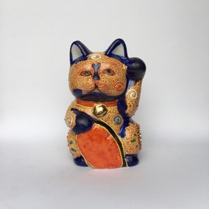 Creative Maneki Neko Ceramic Flower Vase, Fortune Cat, Deco Mori, Moriage, Beautiful Japanese Ceramics, Lovely Manekineko