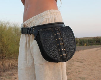 Limited edition hip bag- Burning Man Bag - Leather Hip Belt - Handmade Leather Pocket Belt -  Tomorrow Land hip bag - Boom Bag