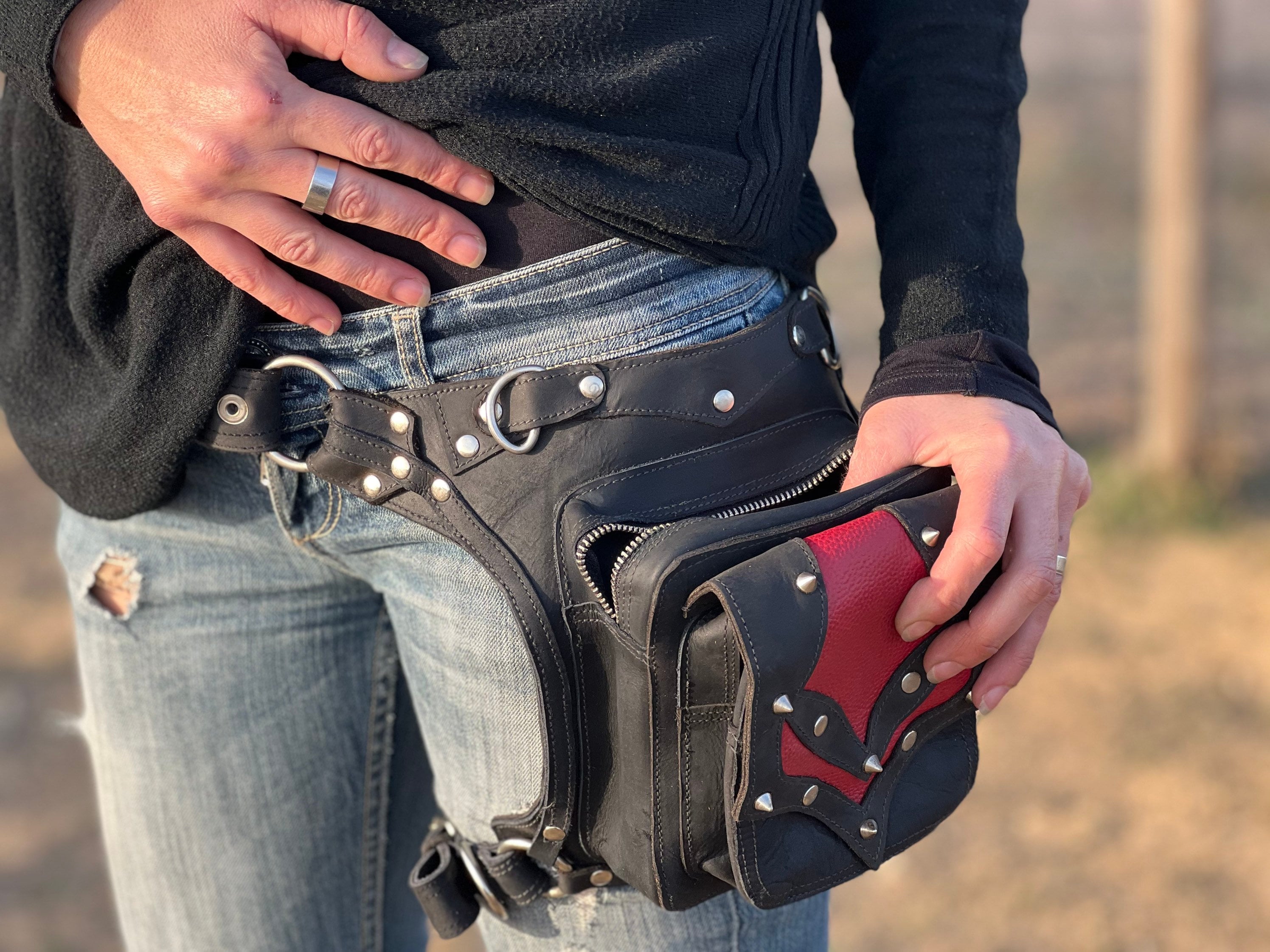 Leg Holster Hip Bag Burning Man Bag, Steampunk Hip Bag, Festival Fanny