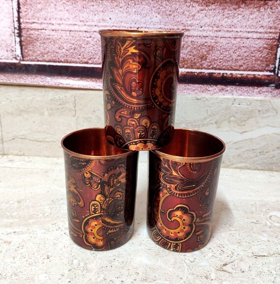 100% Pure Copper Handmade Tumbler Water Glass cup Ayurveda India Yoga Health 