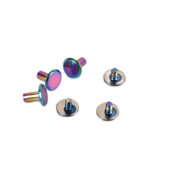 Rainbow Handbag Hardware Accessories Binding Post Screw Rivet Chicago Screw For Leather Belt Sewing-10*4*8mm