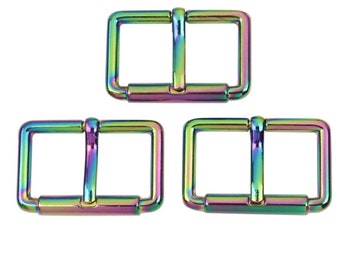 10PCS 38mm Rainbow Color Metal Purse Bag Belts Strap Tri-glide Adjustable Slider Buckle