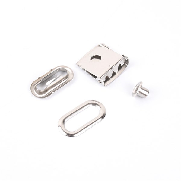 4pcs Adjustable Metal Slider Clasp Release With Oval Shape Eyelets Hat Buckle