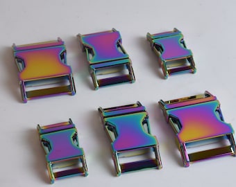 1pcs Metal Rainbow Release Buckle Curved Metal Side Quick Release Buckle Clasp Adjustment Belt Buckles