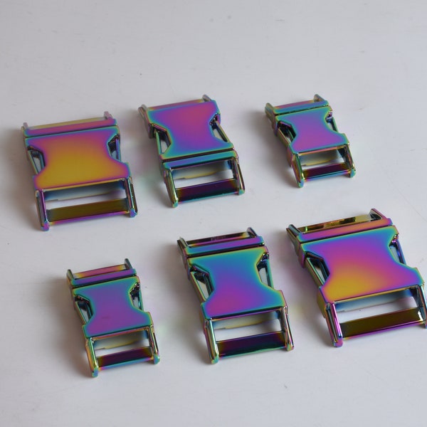 1pcs Metal Rainbow Release Buckle Curved Metal Side Quick Release Buckle Clasp Adjustment Belt Buckles