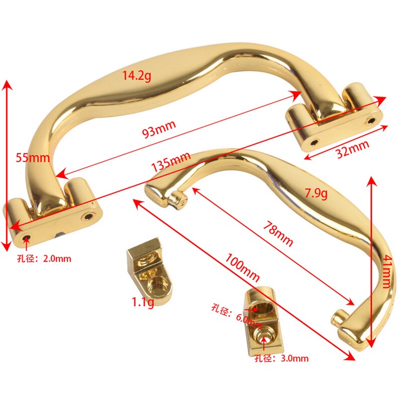 2 stks plastic handvat lichtgouden doos handvat koffer handvat gebogen koffer handvat hardware lederwaren Craft afbeelding 2