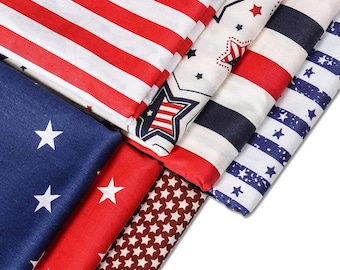 7x All cotton twill printed fabric star stripe hand patchwork American flag pure cotton fabric group