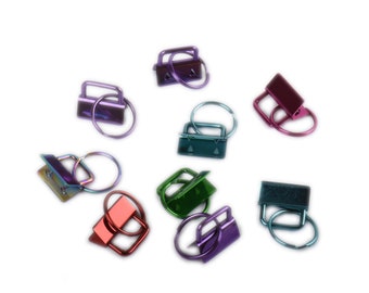 10pcs 3/4 « 1 » 1 1/4 " Matériel de porte-clés, matériel de poignet fob avec porte-clés de couleur différente